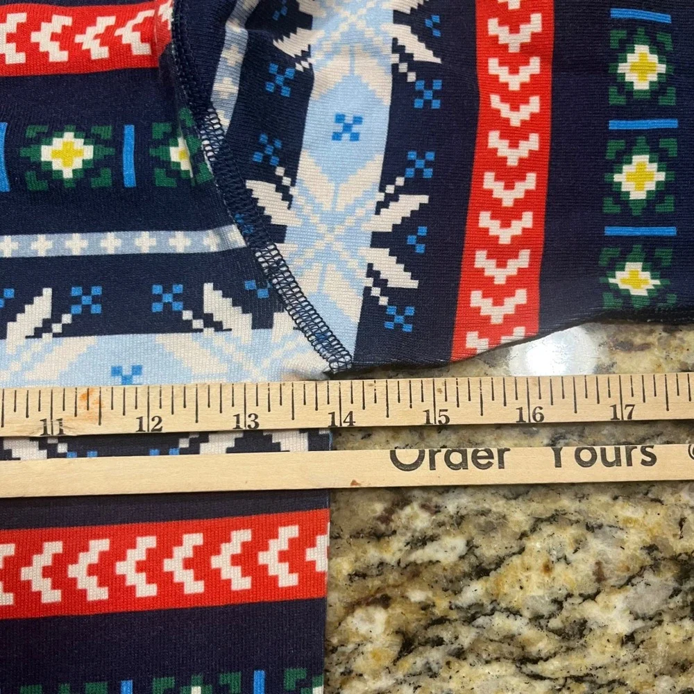 Hanna Andersson Boy 160 US 14 Organic Cotton Fair Isle Pajama Top Navy Blue